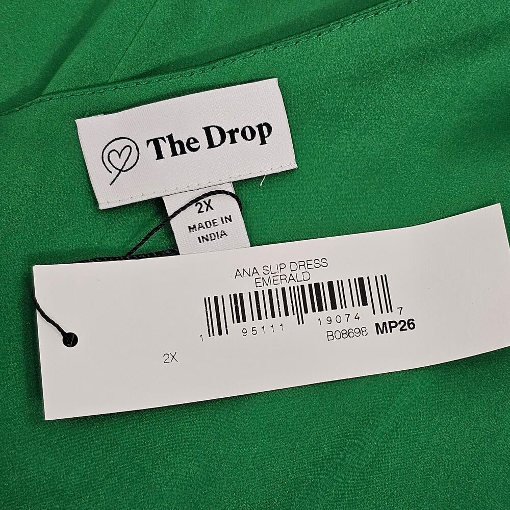 The Drop Ana Emerald Green Side Slit Midi Slip Dress Women's Size 2X NWT - Picture 10 of 15
